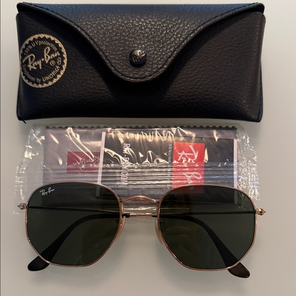 Ray-Ban Accessories - Ray-Ban Black and Gold Hexagonal Sunglasses